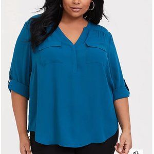 Torrid Teal Georgette Pullover Blouse